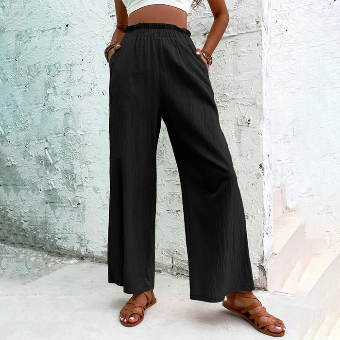 Paperbag Waist Textured Wide Leg Pants