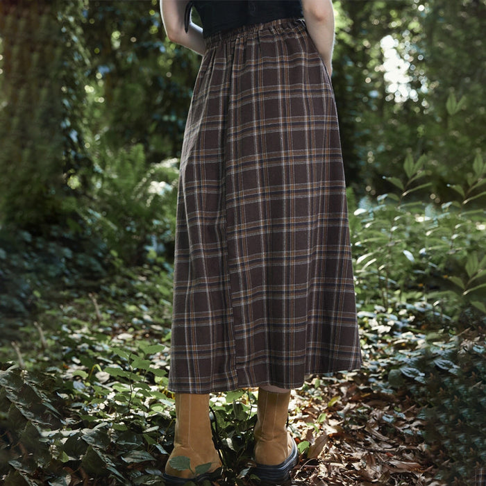 Drawstring Waist Tartan Skirt