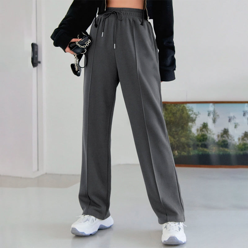 Seam Detail Drawstring Waist Slant Pockets Sweatpants