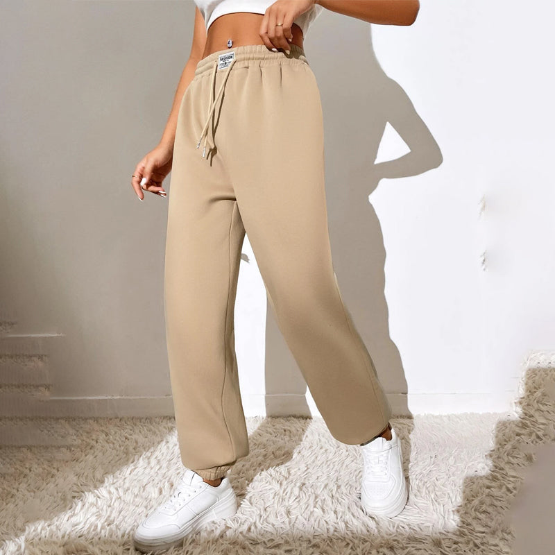 Letter Patched Drawstring Waist Sweatpants