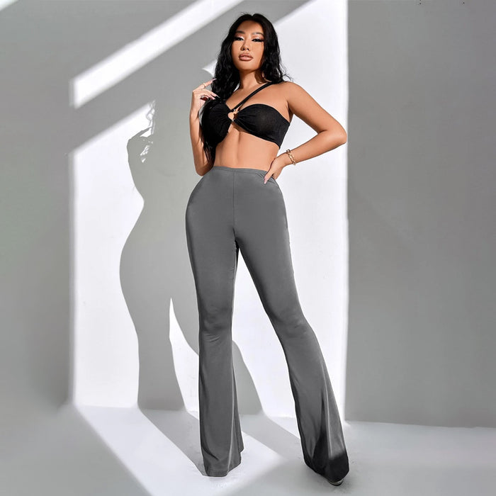 Ruched Back High Waist Flared Leg Pants