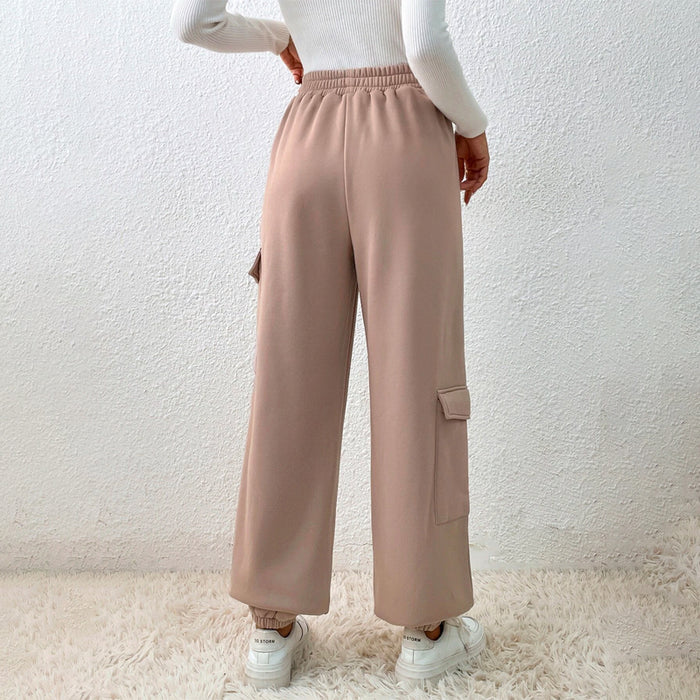 Flap Pocket Side Elastic Waist Casual Sweatpants