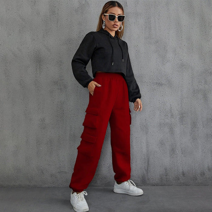 Flap Pocket Side Solid Sweatpants