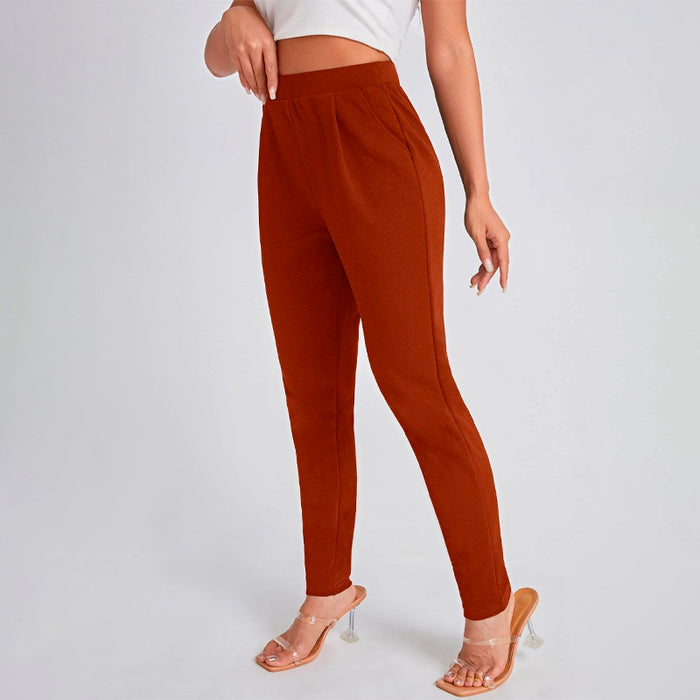 Solid Color Slant Pocket Skinny Pants