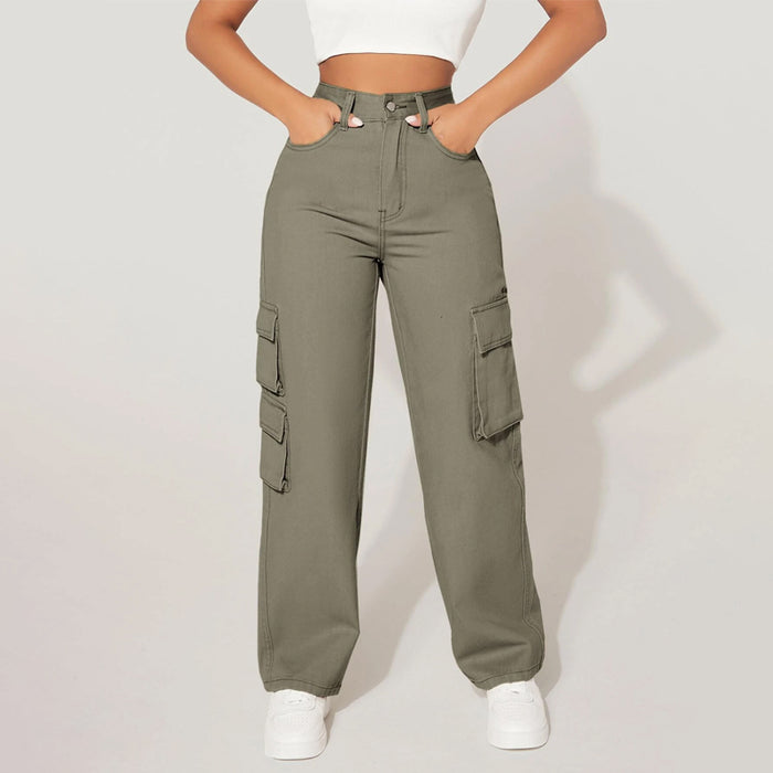 Flap Pocket Side Cargo Jeans For Women's