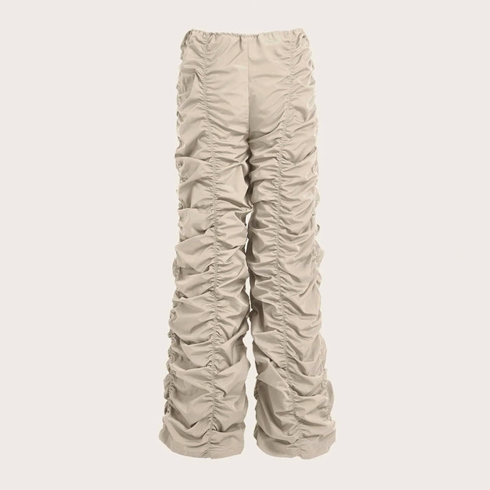 Drawstring Waist Ruched Parachute Pants