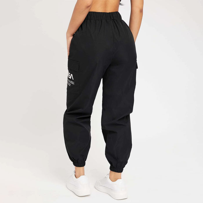 Slogan Patched Drawstring Pants