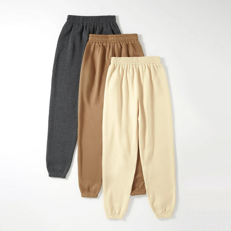 Pack Of 3 Solid Elastic Waist Thermal Lined Sweatpants