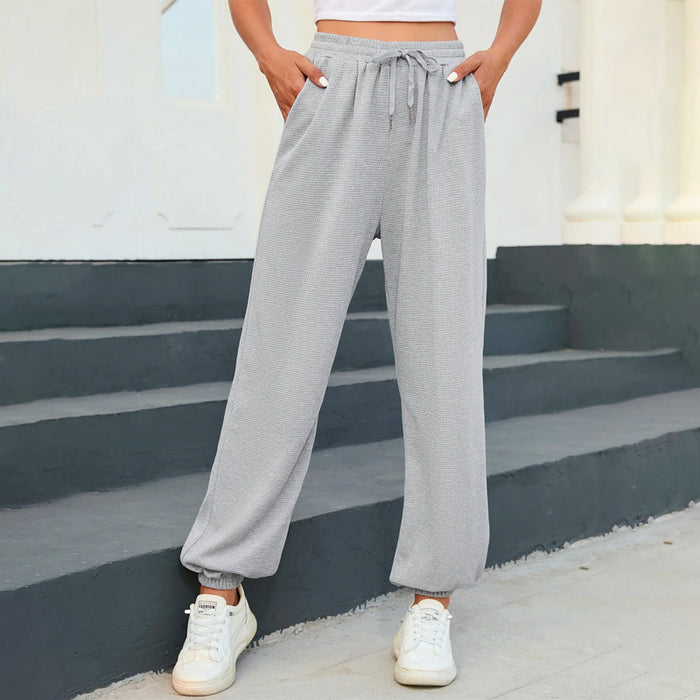 Drawstring Waist Slant Pocket Plain Sweatpants