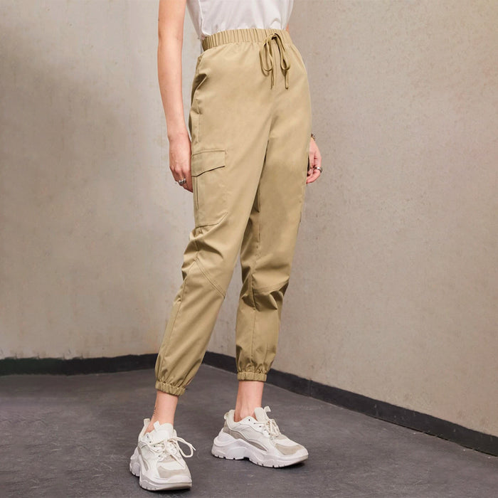 Tie Waist Flap Pocket Cropped Cargo Pants