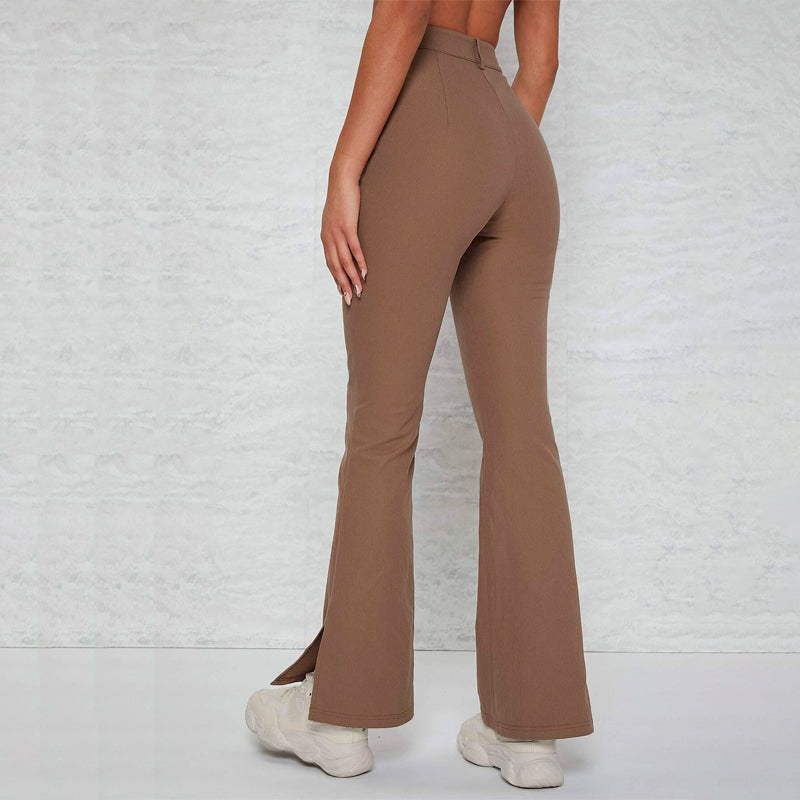 Slit Hem Inverted Seam High-Rise Split Pants