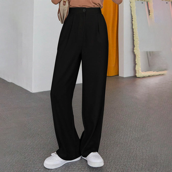 Solid Slant Pocket Wide Leg Pants