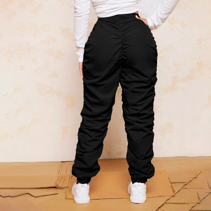 Drawstring Waist Stacked Pants