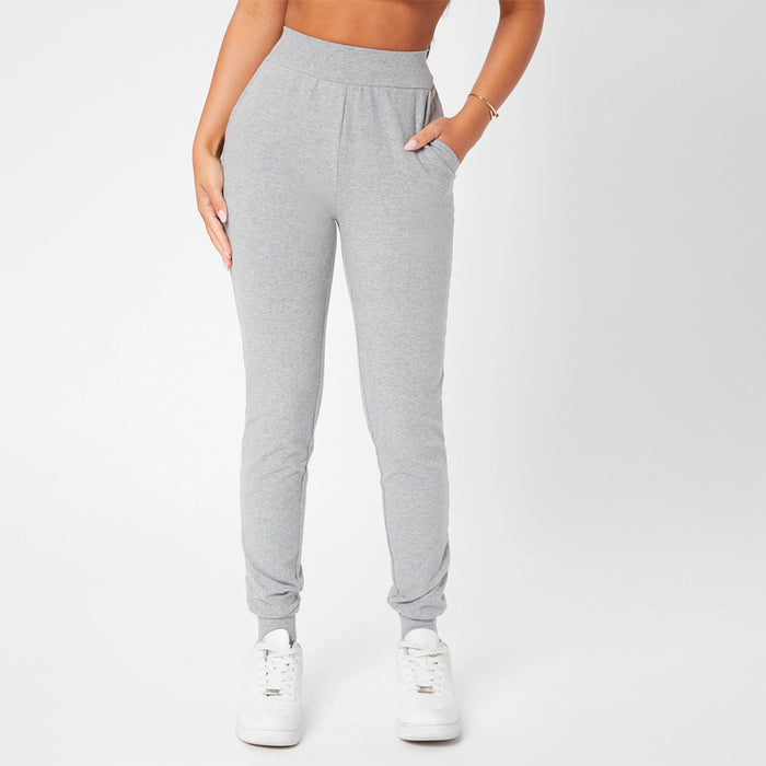 Slant Pocket High Waist Solid Joggers