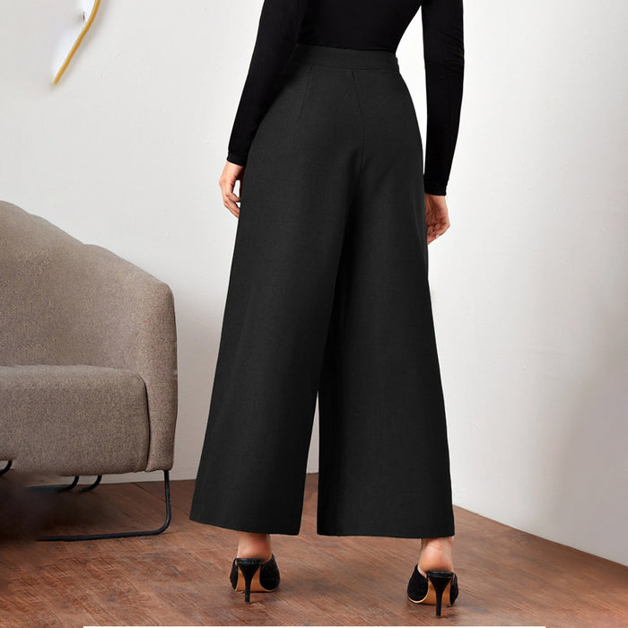 Pleated Detail Wide Leg Pants