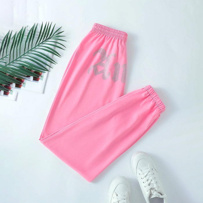 Letter Pattern Drawstring Waist Sweatpants