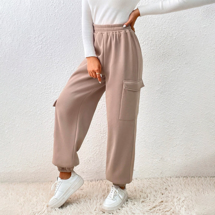 Flap Pocket Side Elastic Waist Casual Sweatpants