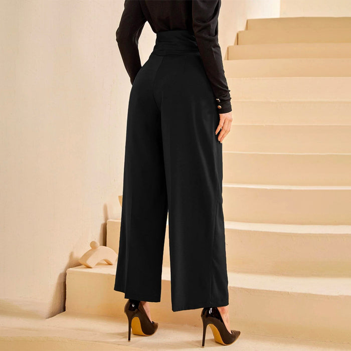 High Waisted Solid Wide Leg Pants