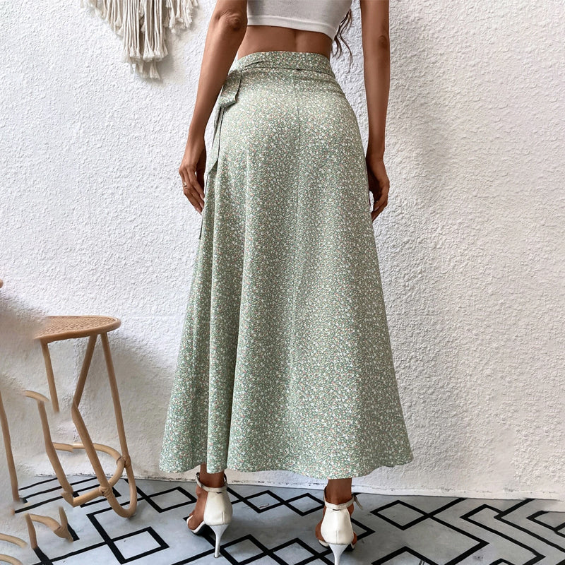 Ditsy Floral Tie Side Wrap Skirt