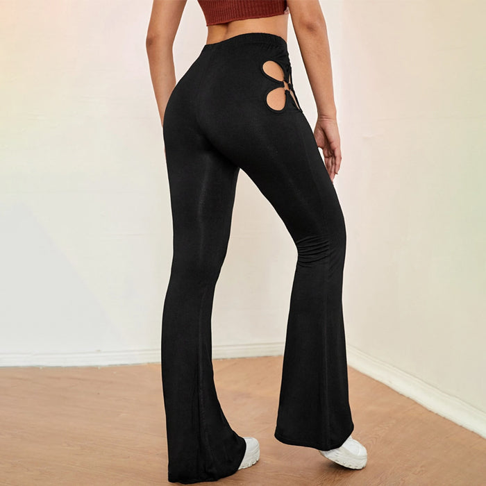 Easy Wear O Ring Cut Out Flare Leg Pants