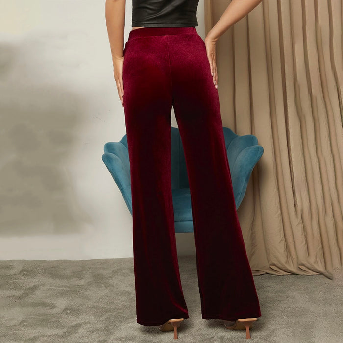 High Waist Solid Velvet Pants