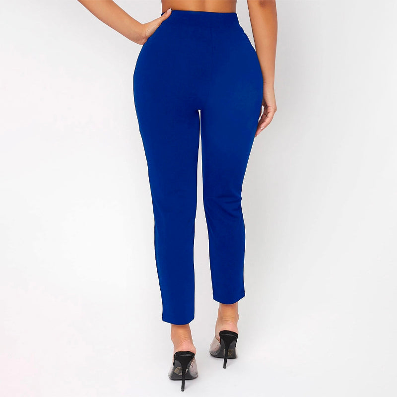 High Waist Double Button Skinny Cropped Pants