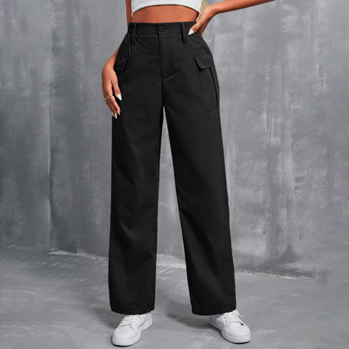 High Waist Flap Pocket Cargo Pants