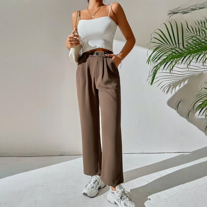 High Waist Plicated Detail Casual Pants