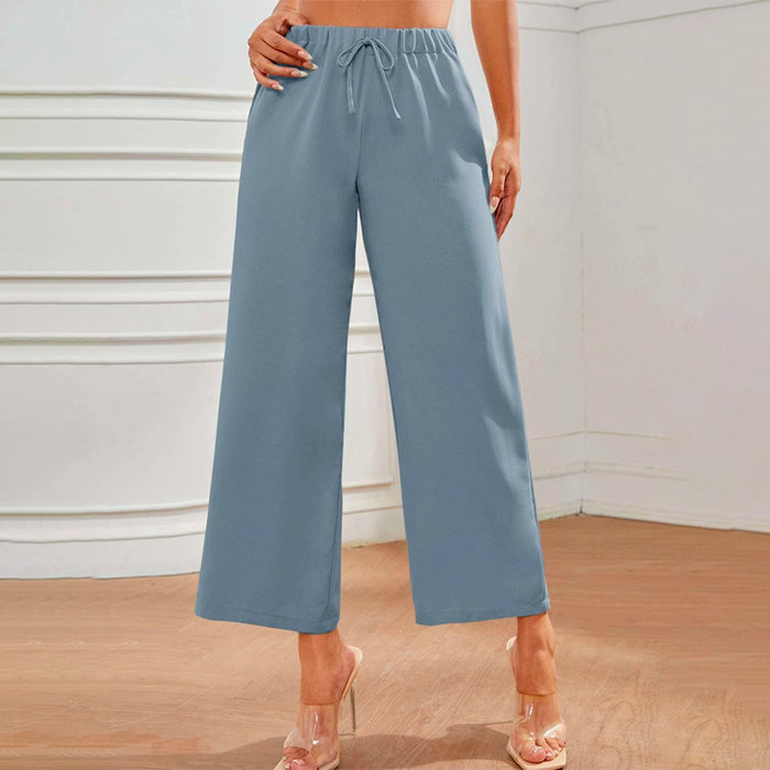 Petite High Waist Knot Front Wide Leg Pants