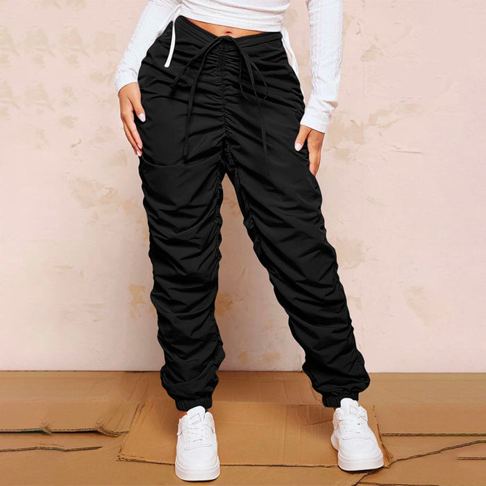 Drawstring Waist Stacked Pants