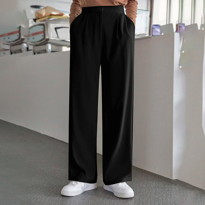 Solid Slant Pocket Wide Leg Pants