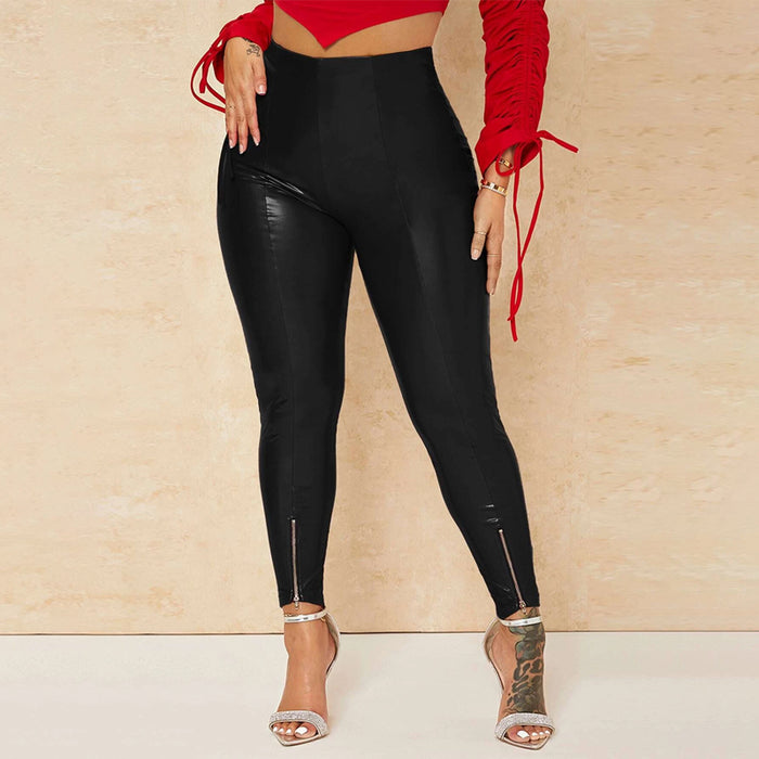 High Waist PU Leather Skinny Pants