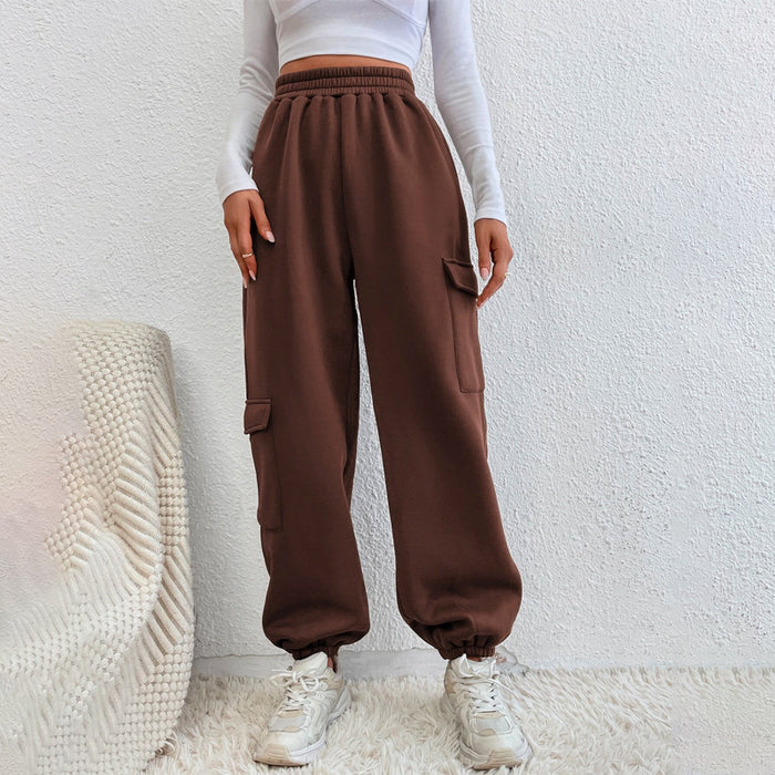 Flap Pocket Side Elastic Waist Casual Sweatpants