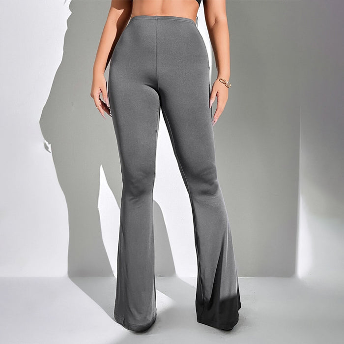 Ruched Back High Waist Flared Leg Pants