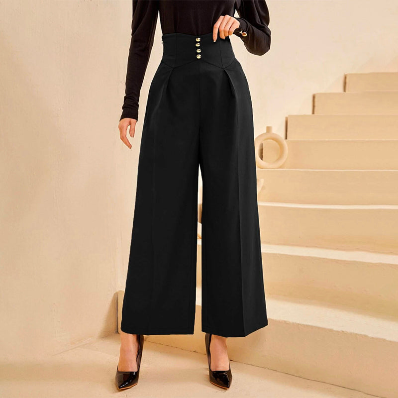 High Waisted Solid Wide Leg Pants