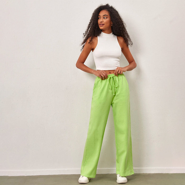 Wide Leg Drawstring Waist Pants