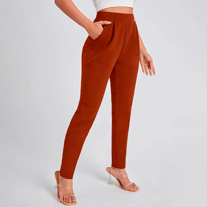 Solid Color Slant Pocket Skinny Pants