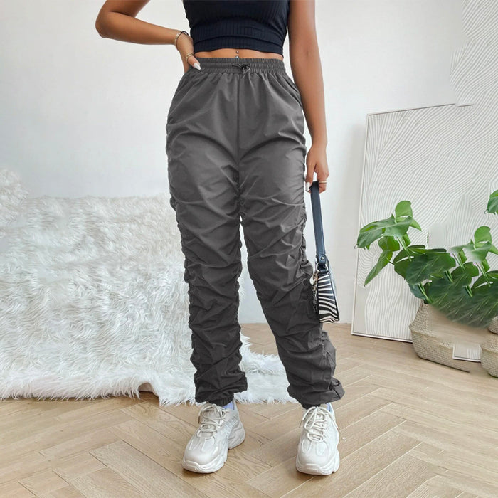 Drawstring Waist Solid Pants