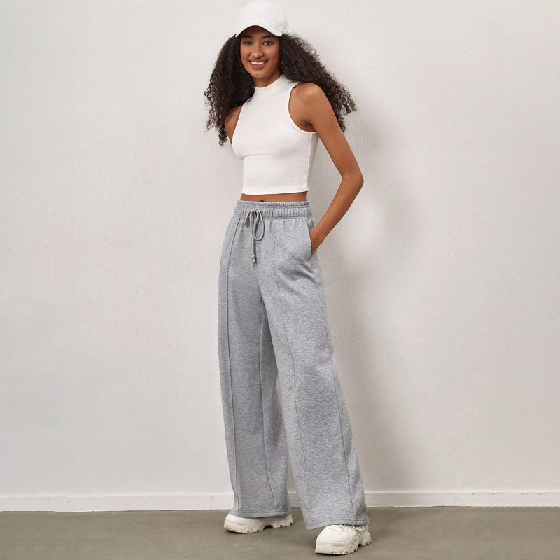 Easy Wear Solid Drawstring Waist Sweatpants