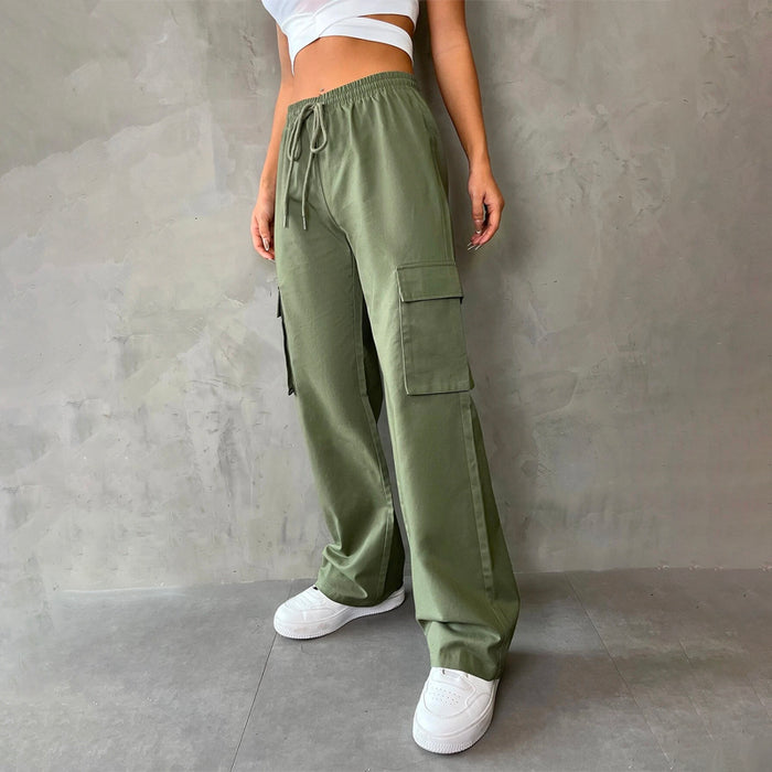 Flap Pocket Drawstring Waist Cargo Pants