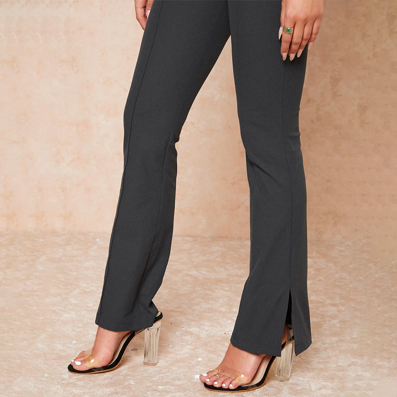 Slit Hem Inverted Seam High-Rise Split Pants