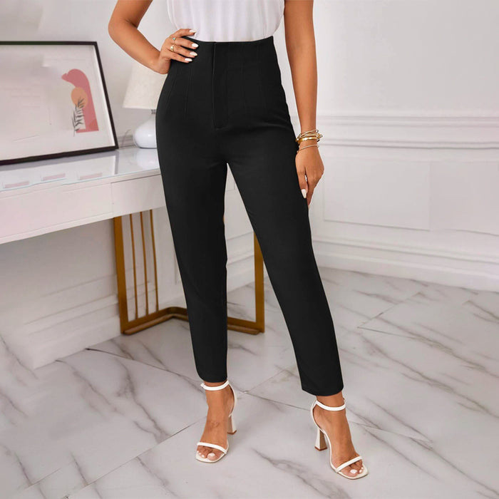 Frenchy Solid High Waist Tapered Pants