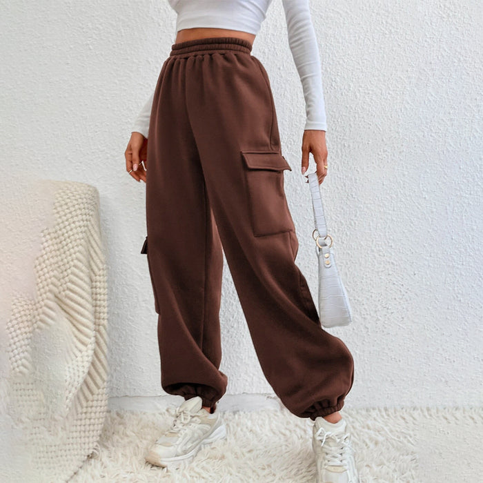 Flap Pocket Side Elastic Waist Casual Sweatpants