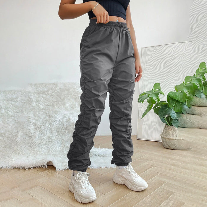 Drawstring Waist Solid Pants