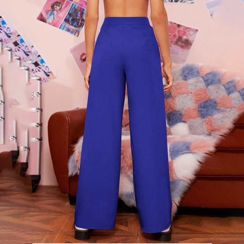 Zipper Fly Fold Pleated Palazzo Pants