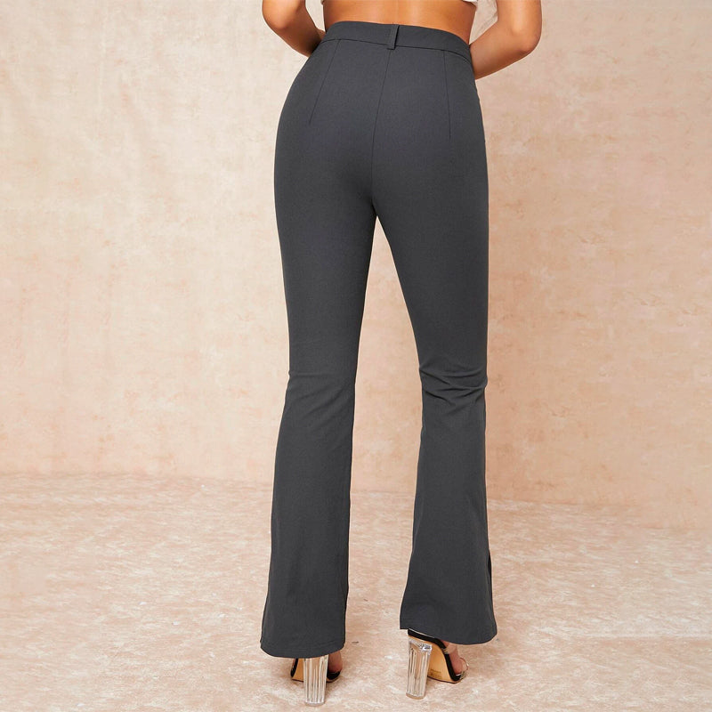 Slit Hem Inverted Seam High-Rise Split Pants