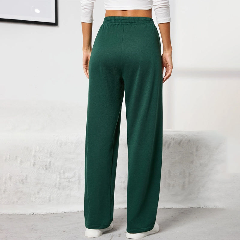 Solid Long Elastic Waist Loose Sweatpants