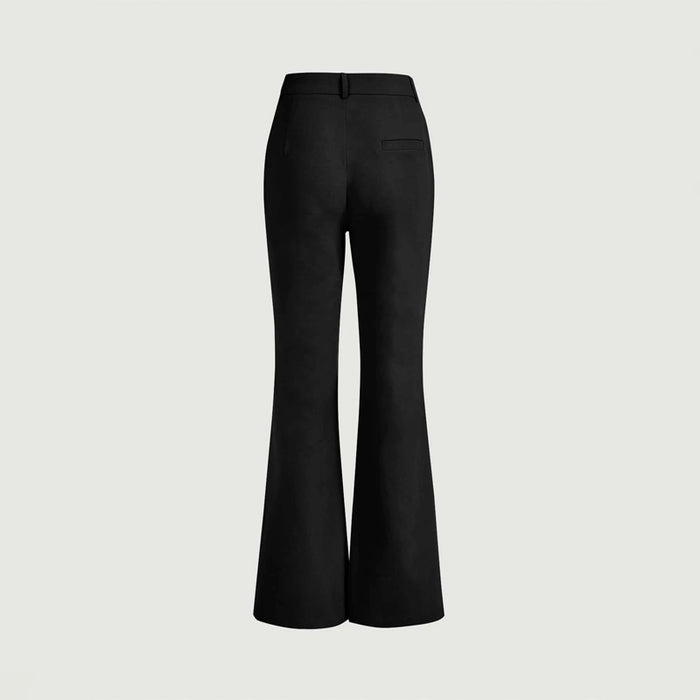 Plain High Waist Seam Detail Flare Leg Pants