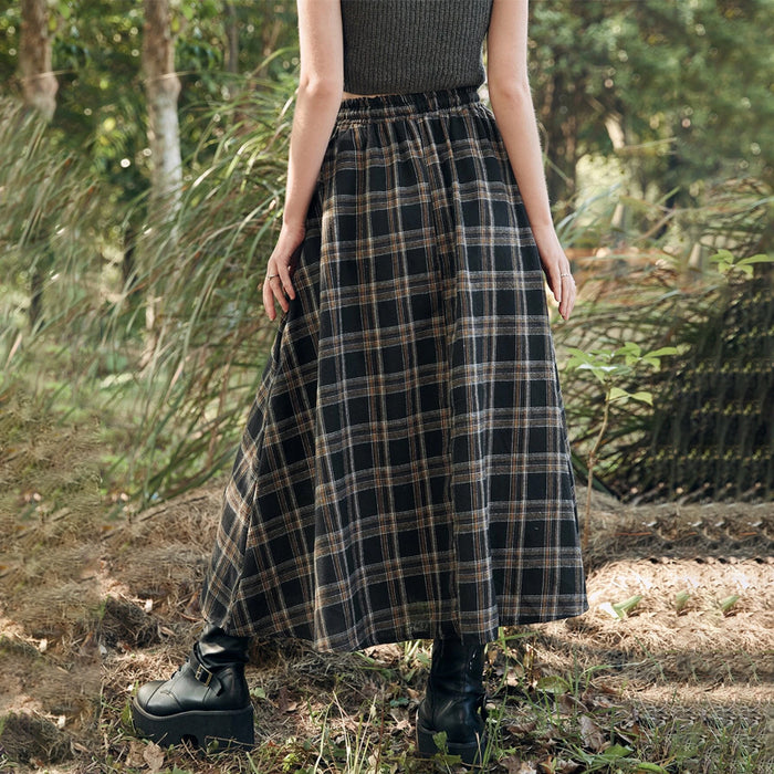 Drawstring Waist Tartan Skirt