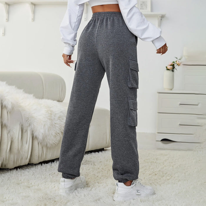 Flap Pocket Side Solid Sweatpants